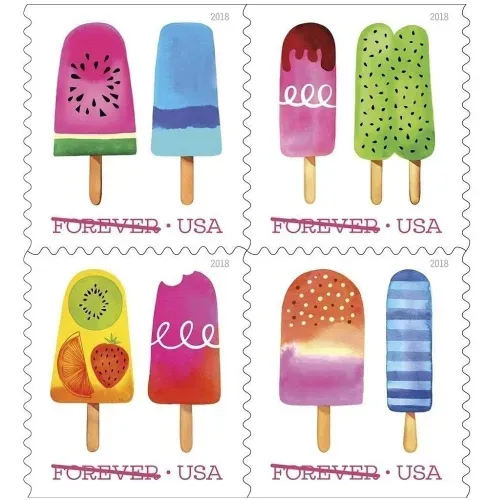 Frozen Treats 2018 - 5 Booklets 100 Pcs Unused Stamps for Mailing